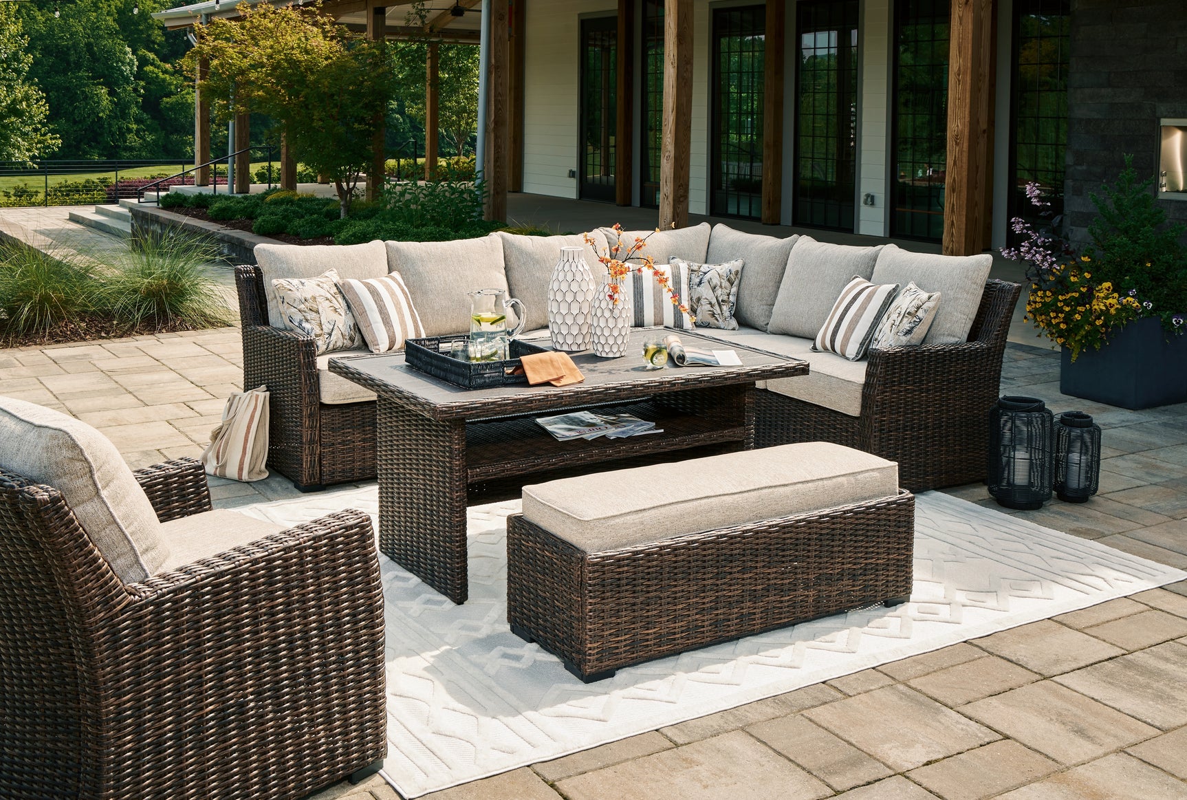 Brook Brown Ranch sectional sofa angled side view