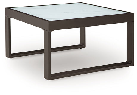Sectional and ottoman angled view