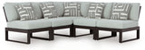 Beachloft Outdoor Sectional close-up of black aluminum frame and resin wicker