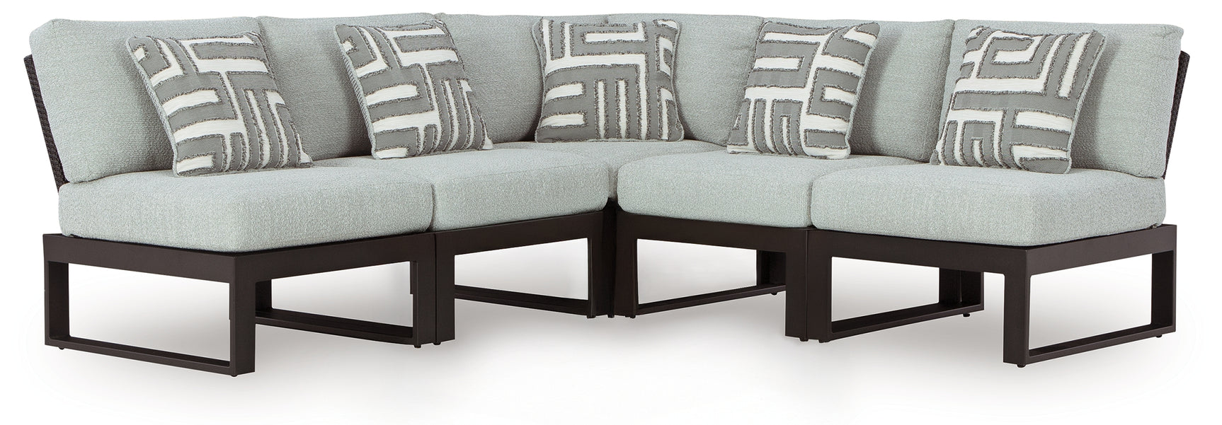 Beachloft Outdoor Sectional close-up of black aluminum frame and resin wicker