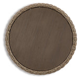 Close-up of aluminum top surface on Danson Beige Outdoor End Table