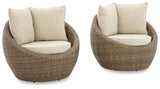 Danson Beige Outdoor Swivel Lounge Chair side angle