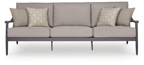 Back view of Ocean Beach gray aluminum outdoor sofa