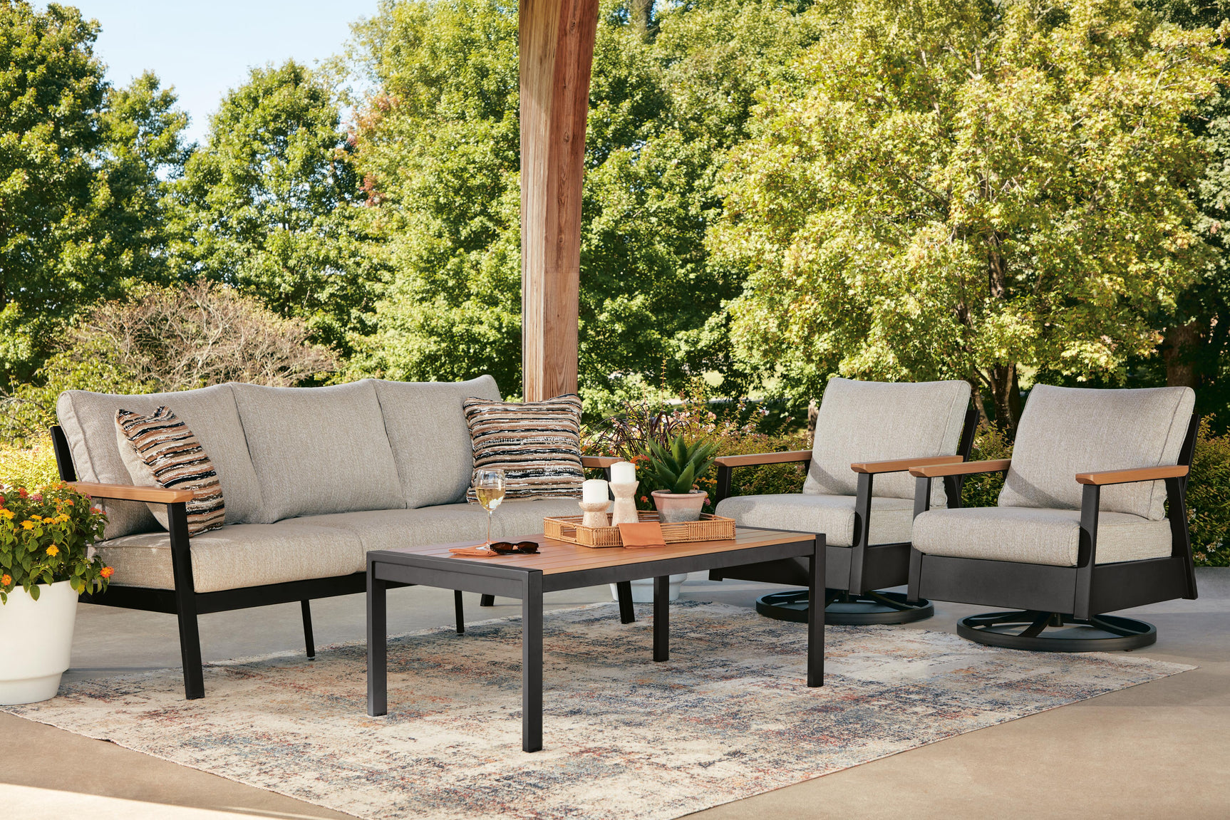 Coffee table with wood-look tabletop from Carmel Highlands set