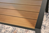 Detail of coffee table wood-look finish