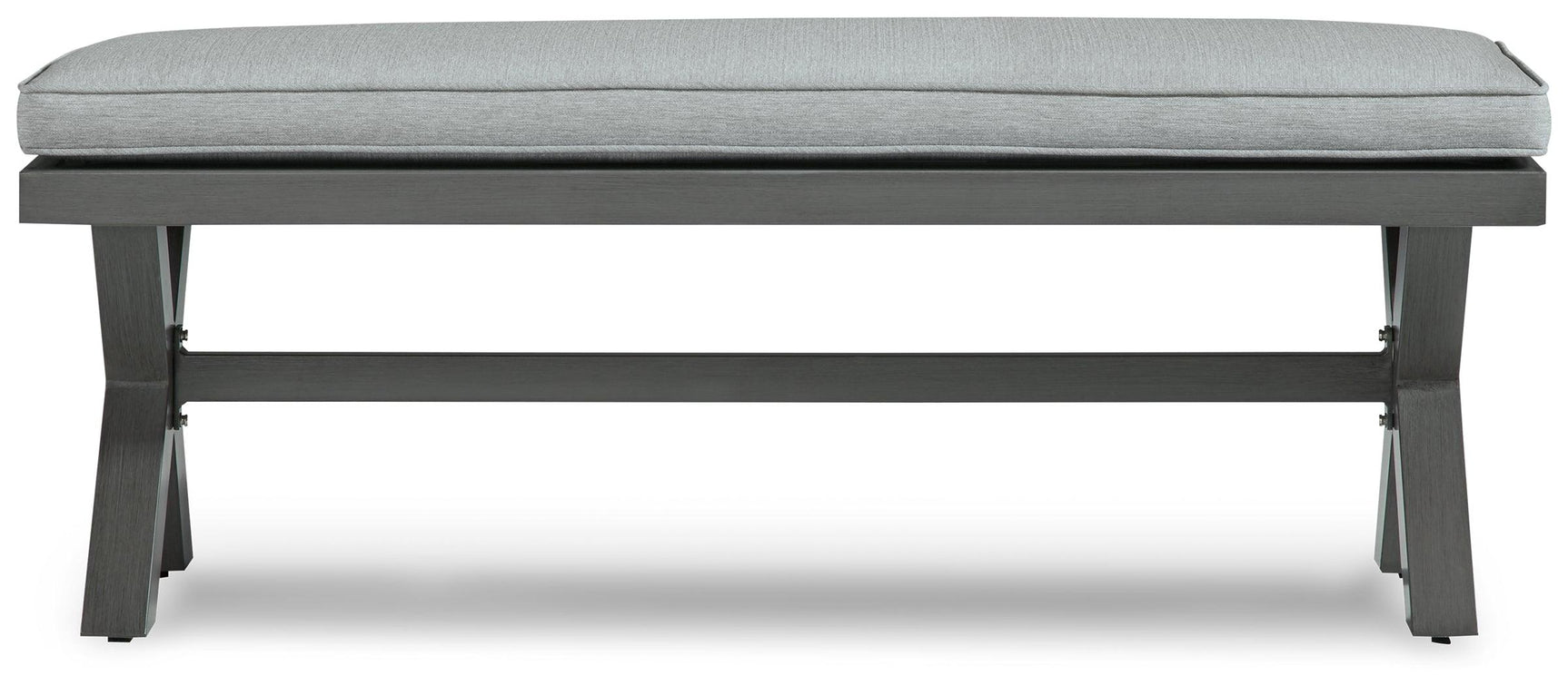 Elite Park gray outdoor bench side view
