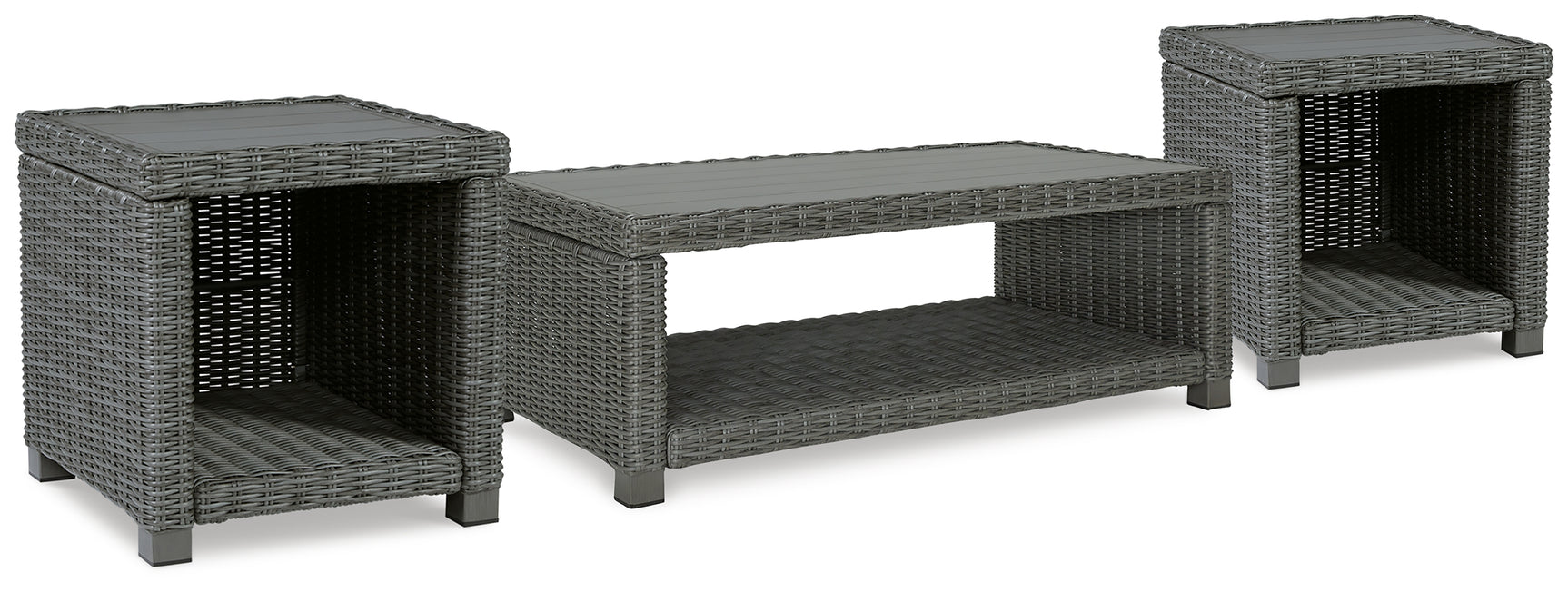 End table from Elite Gray Park set showing side profile