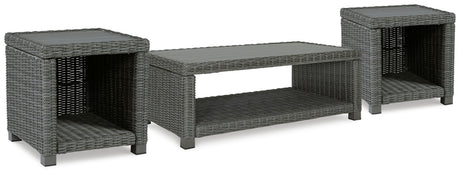 End table from Elite Gray Park set showing side profile