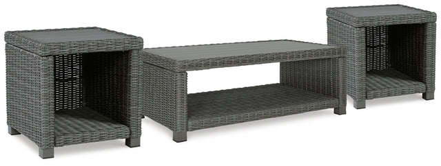 End table from Elite Gray Park set showing side profile