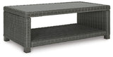Close-up of aluminum 'wood look' top on coffee table