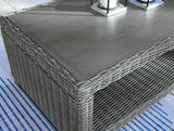 Elite Gray Park Outdoor Coffee Table with 2 End Tables in gray resin wicker and aluminum frame