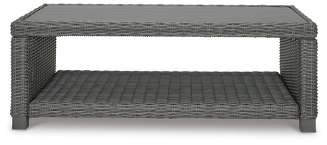 Head-on view of loveseat showing cushion and armrest detail
