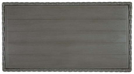 Elite Park Gray Outdoor Coffee Table top view showing wood-look finish