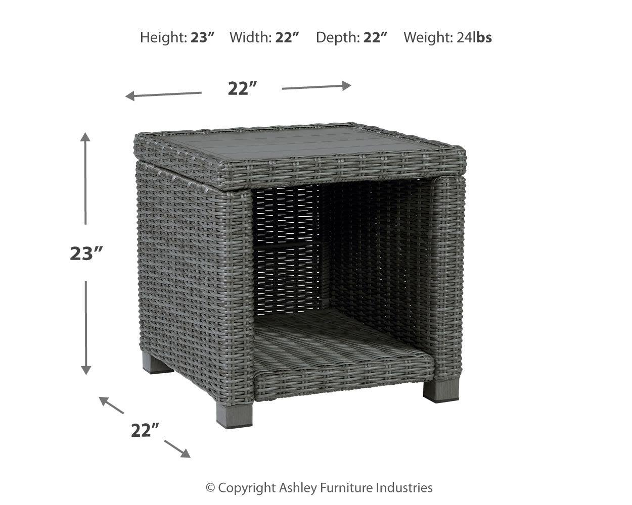Elite Park Gray Resin Wicker Outdoor End Table front view