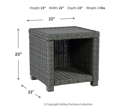 Elite Park Gray Resin Wicker Outdoor End Table front view