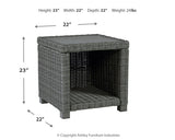 Elite Gray Park Outdoor Coffee Table with 2 End Tables in gray resin wicker and aluminum frame