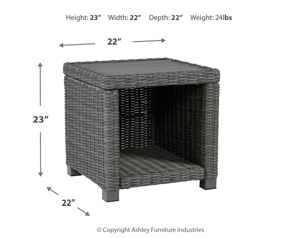 Elite Gray Park Outdoor Coffee Table with 2 End Tables in gray resin wicker and aluminum frame