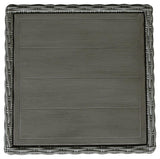 Close-up of Elite Park Outdoor End Table wicker and frame