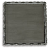 Elite Gray Park Outdoor Coffee Table with 2 End Tables in gray resin wicker and aluminum frame
