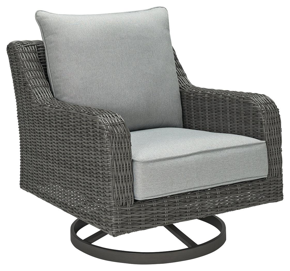 Elite Park gray outdoor swivel lounge chair side view