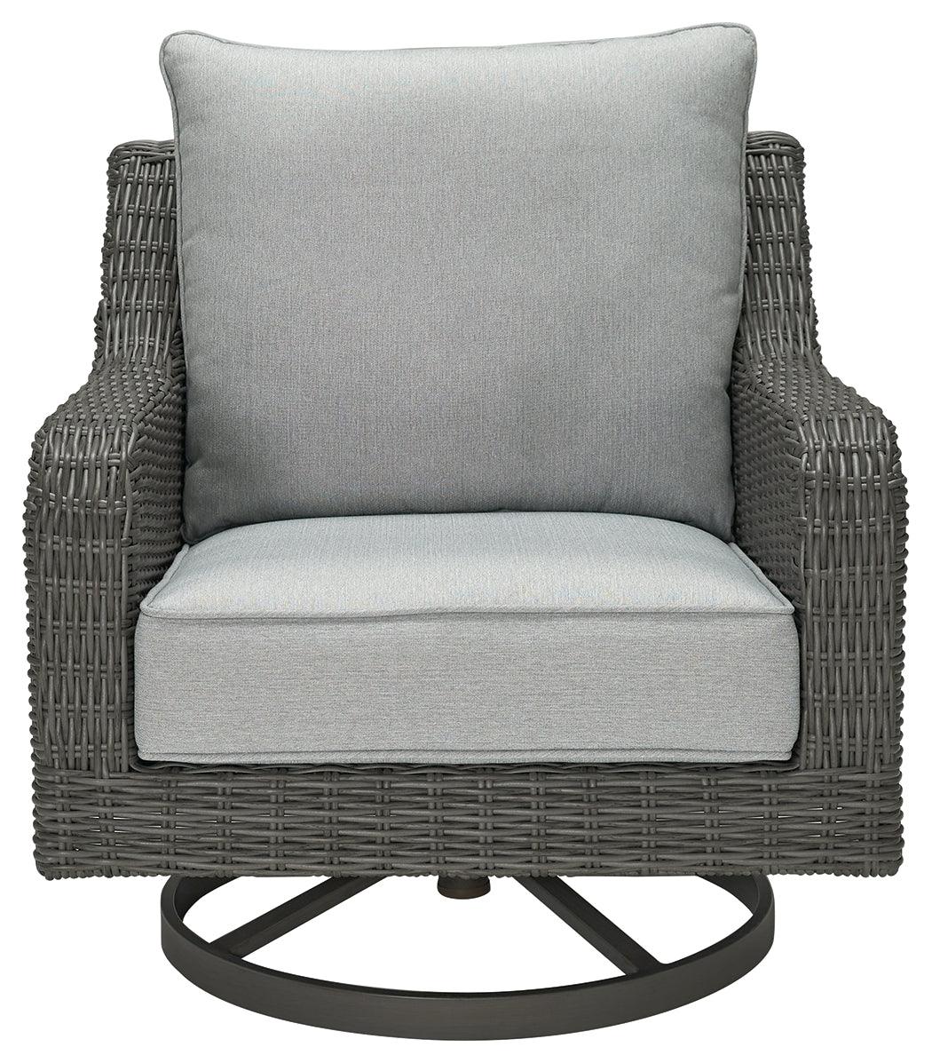 Elite Park gray outdoor swivel lounge chair back view