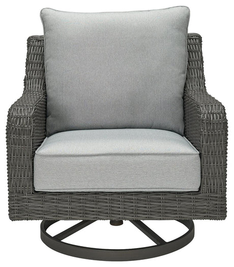 Elite Park gray outdoor swivel lounge chair back view