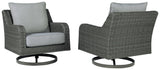 Elite Park gray outdoor swivel lounge chair close-up of cushion