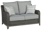 Elite Park Gray Outdoor Loveseat with Cushion head-on view