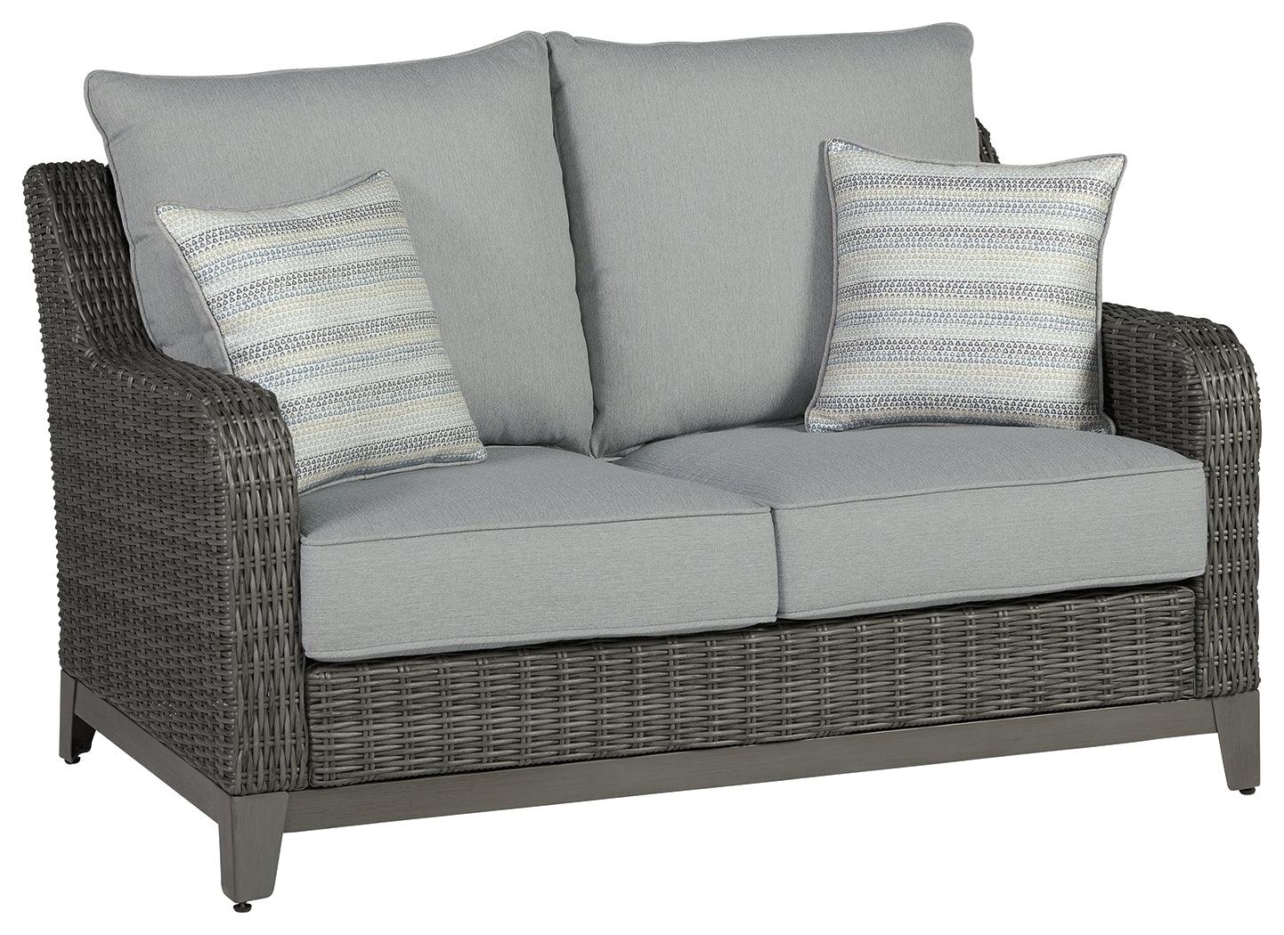 Elite Park Gray Outdoor Loveseat with Cushion head-on view