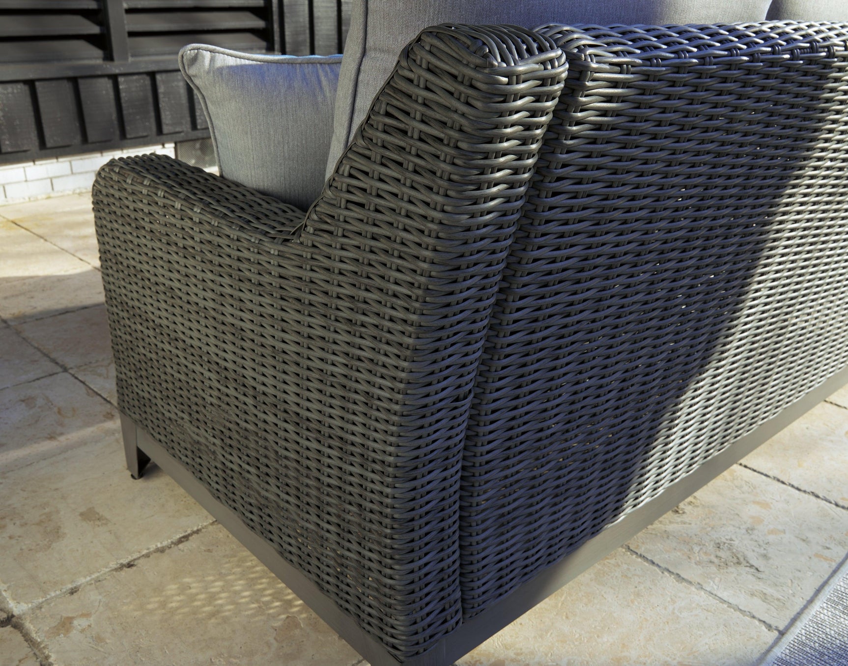 Elite Park Gray Outdoor Loveseat with Cushion front view