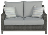 Elite Park Gray Outdoor Loveseat with Cushion side view