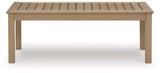 Front of Hallow Creek Driftwood Outdoor Coffee Table with aluminum supports