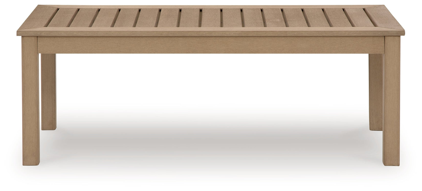 Front of Hallow Creek Driftwood Outdoor Coffee Table with aluminum supports