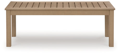 Front of Hallow Creek Driftwood Outdoor Coffee Table with aluminum supports