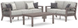 Hillside outdoor loveseat angled side view