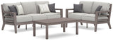 Hillside outdoor loveseat angled side view