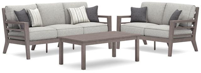Hillside outdoor loveseat angled side view