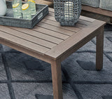 Weatherwood finish detail on Hillside Barn Coffee Table
