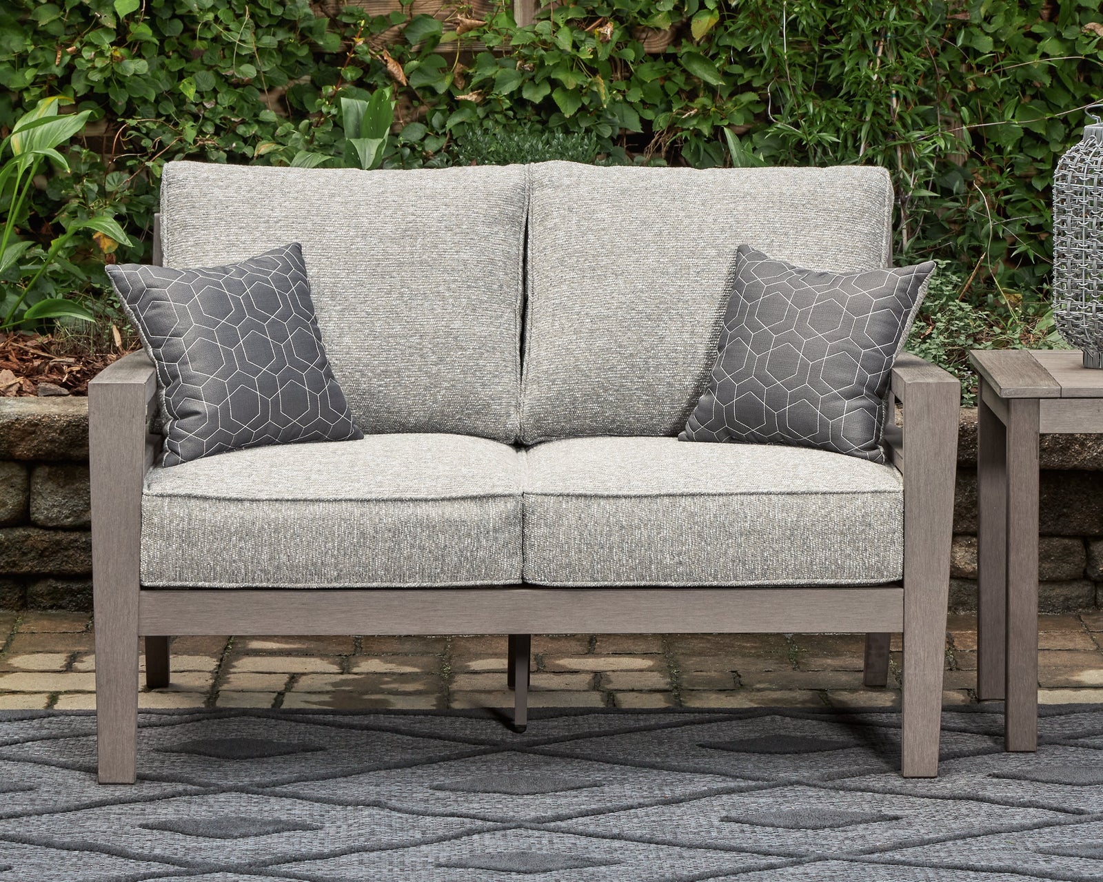 Hillside Barn Gray Brown Outdoor Loveseat With Cushion