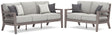 Outdoor sofa side angle with Weatherwood finish