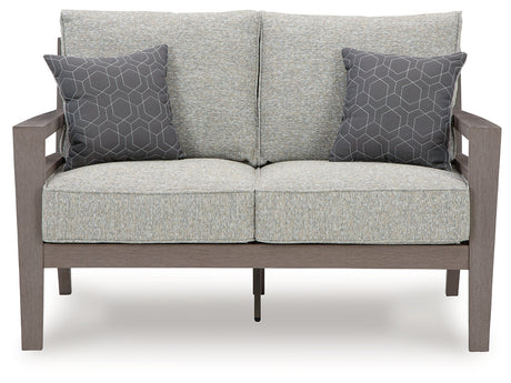 Loveseat head-on view in Gray/Brown color
