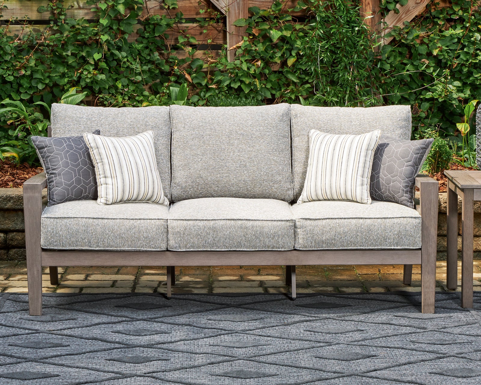 Hillside Gray/Brown Barn Outdoor Sofa and Loveseat with Coffee Table