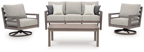 Side view of Hillside outdoor chair in gray-brown resin polymer
