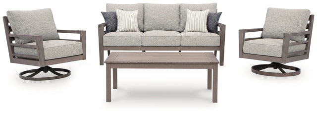 Side view of Hillside outdoor chair in gray-brown resin polymer