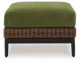 Horizon Hall outdoor ottoman head-on view