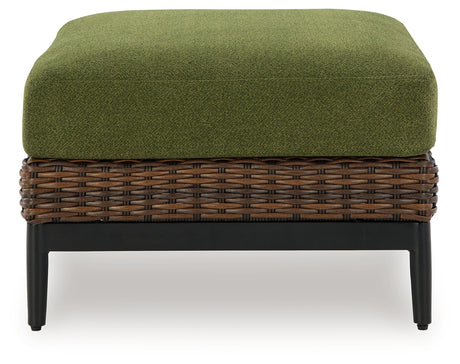 Horizon Hall outdoor ottoman head-on view
