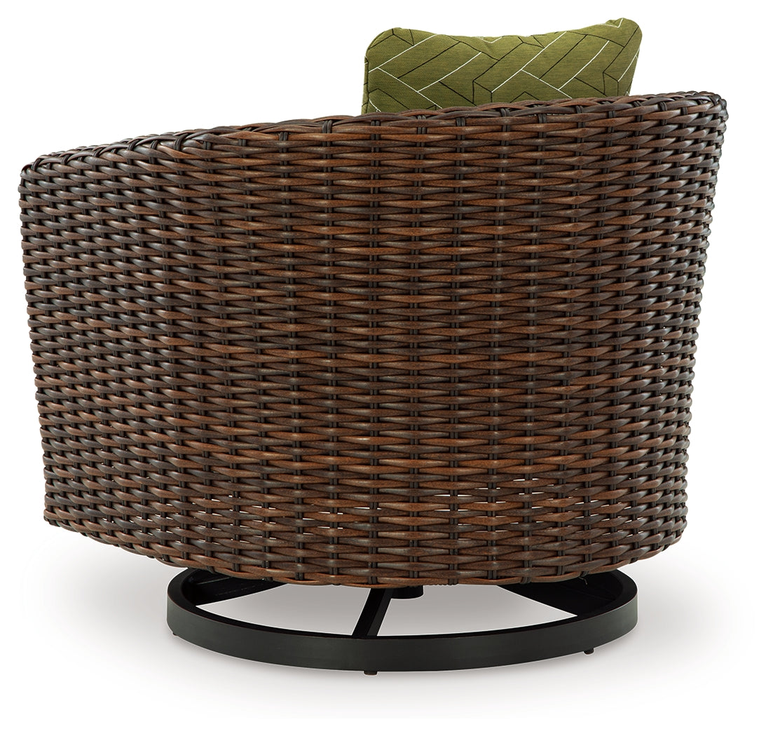 Back view of Horizon outdoor sofa with brown frame