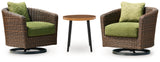 End table between two lounge chairs