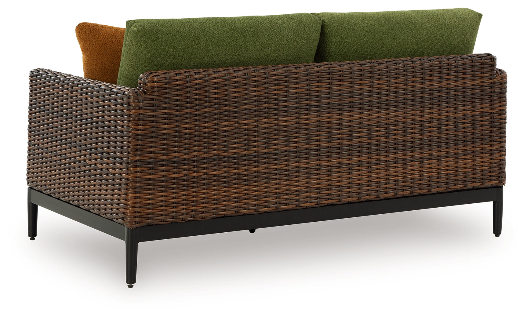 Front view of Horizon outdoor loveseat with cushions