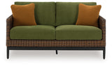 Horizon outdoor loveseat angled side view